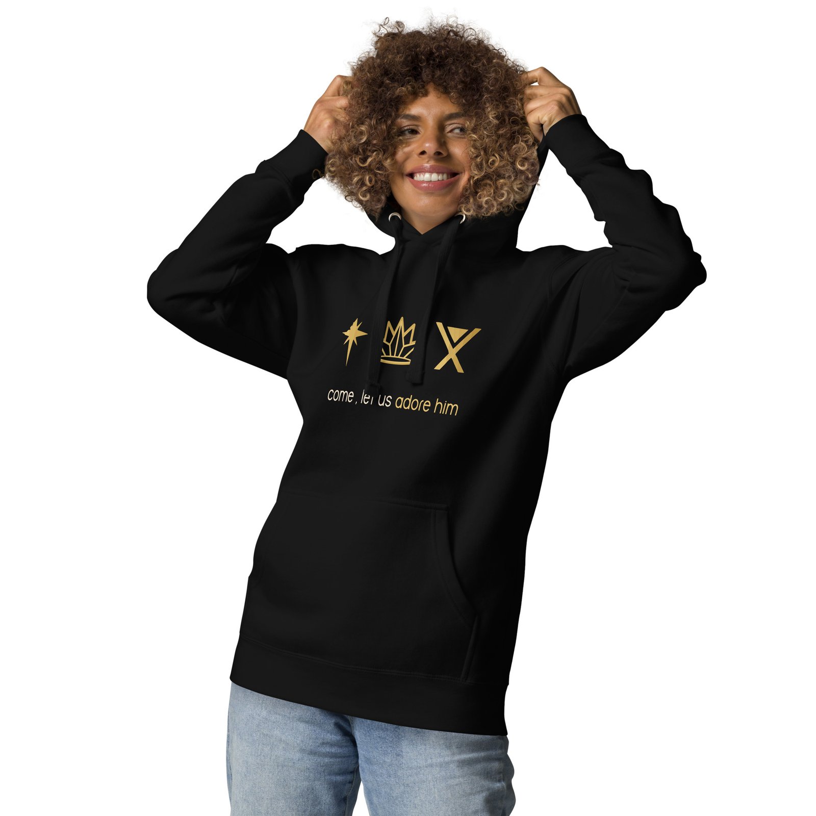 Come, Let Us Adore Him (Christmas) Dark - Unisex Hoodie - Image 2