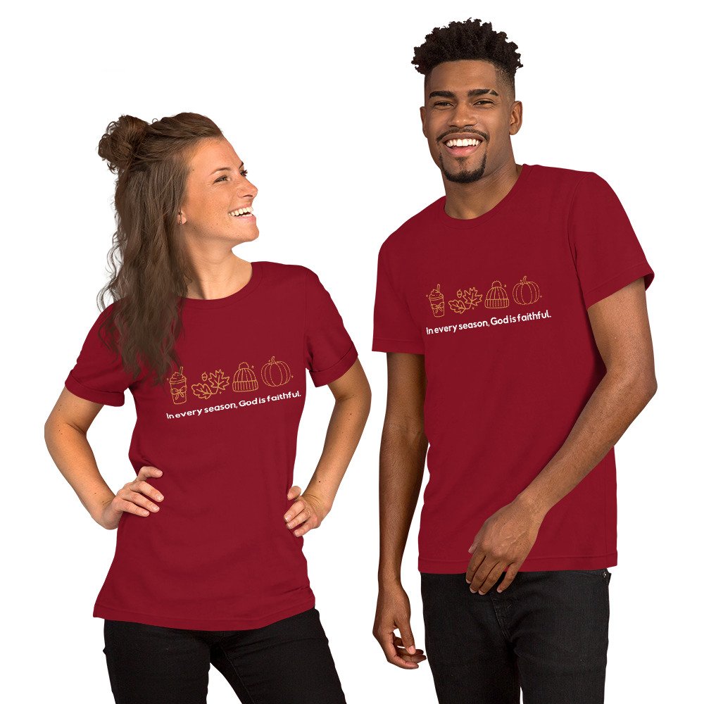 In Every Season, Gods Is Faithful (Thanksgiving) Dark - Unisex t-shirt - Image 2