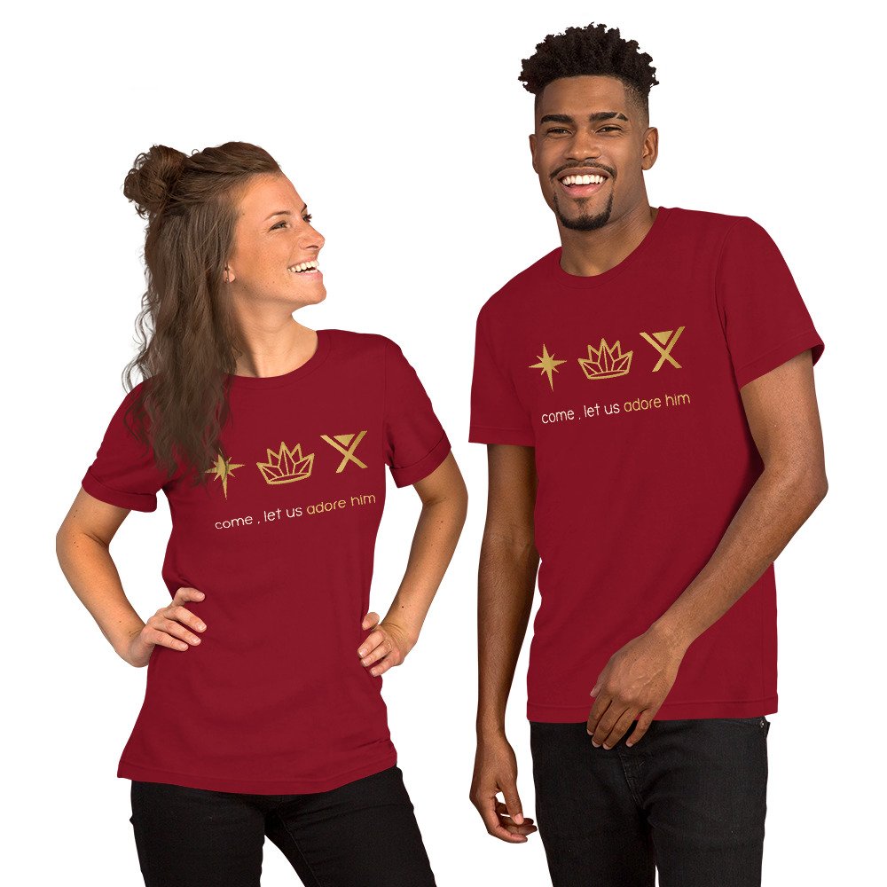 Come, Let Us Adore Him (Christmas) Dark - Unisex t-shirt - Image 2